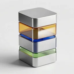 idea for stacked box - shaped mass, stainless steel and color glass, trending on behance, keyshot 1 1