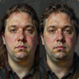 mixing secondary colors with oil paint by alfons maria mucha, sophisticated, photoreal, symmetrical portrait, quite pudgy, upturned nose, clear facial features, character concept art, cinematic, rembrandt lighting, 4 k, 8 k, celtic norse frankish, whole person, mood lighting, real skin, subsurface scattering light