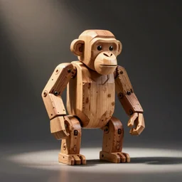 mechanical wooden toy chimpanzee