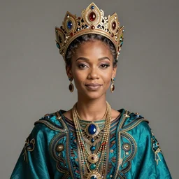 portrait old zendaya nigerian queen, teal cape, intricate, elegant, highly detailed, digital painting, artstation, concept art, smooth, sharp focus, illustration, orientalism, edwin long, theodore ralli, aleksi briclot, rutkowski, bouguereau