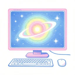 the universe in a computer's dream, moebius, risograph, 8 k pastel colors, trending on artstation