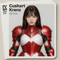 card art of a girl wearing red armor with white dress, Cushart Krenz, very detailed, realistic face, detailed face, matte, tonemapping, bbwchan, perfection, 4K, Cushart Krenz
