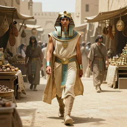fantasy concept art by craig mullins depicting colin farrell as an ancient egyptian rogue walking through a busy oriental market