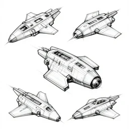 sharp spaceship sketches with clean lines