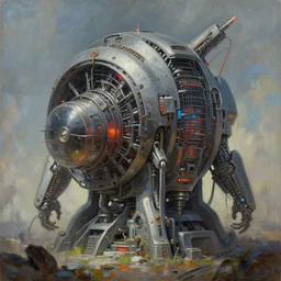oil painting a futuristic free energy generator, brutal, octane rendering, trending on artstation, michael whealan and james gurney
