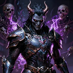 a deathly portrait of ankou the evil lord staring with anger and wearing futuristic armor with sci fi panel cuts, death and corruption, smooth, intricate, sinister, evil energy, souls of the dead, neon glowing spells, matte painting, artstation, cinematic color scheme, dark fantasy sci fi, sharp focus, cgsociety