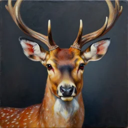 deer god portrait by pablo picasso, oil on canvas, hdr, high detail, photo realistic, hyperrealism, matte finish, high contrast, 3 d depth, centered, award - winning, masterpiece, vivid and vibrant colors, enhanced light effect, enhanced eye detail, artstationhd