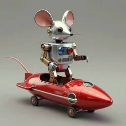 adventurer ( ( ( ( ( 1 9 5 0 s retro future robot android mouse rv rocket sled robot. muted colors. ) ) ) ) ) by jean baptiste monge!!!!!!!!!!!!!!!!!!!!!!!!! chrome red