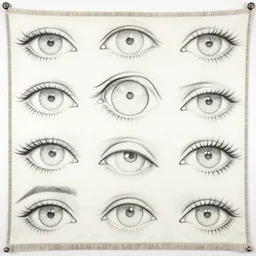 tapestry of eyes, sketch, outline, illustration