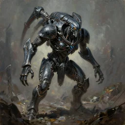 female zerg, dark oil painting, realistic behavior