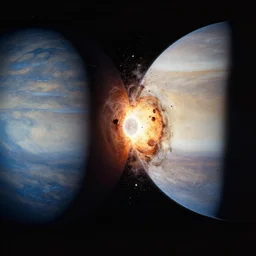 nasa photograph of two planets colliding