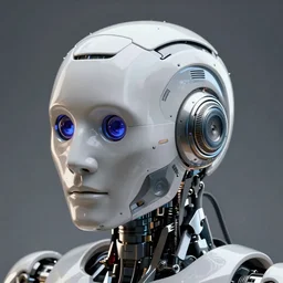 headshot closeup of a robot android on sale in the year 2550,  intricate mechanics, ,octane render, 8k, dramatic  lighting