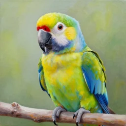 beautiful acrylic painting of an adorable parrot, by jeremiah ketner