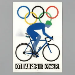cycling poster for 1 9 6 8 olympic games by otl aicher. screen printed. silver, blue, green, black. on white paper.