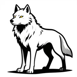a white and black werewolf!!, stencil art by shag, tom whalen, artgerm, clean bold lines