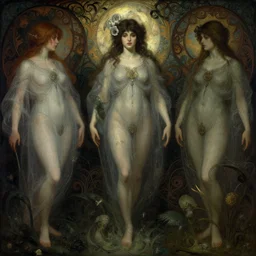 several renditions of Stańczyk by Jan Matejko, intricate concept art, ethereal, ominous, dramatic lighting, Ruan Jia and Jeremy Mann and Alphonse Mucha