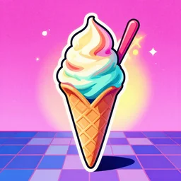 a ice cream, epic retrowave art, trending on art station
