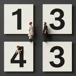 1 through 4, numerology, photorealistic by michael komarck, greg rutkowski, victo ngai, artgerm, willem claesz heda and j. dickenson
