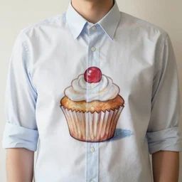 photo of shirt with cupcake drawn by edward hopper