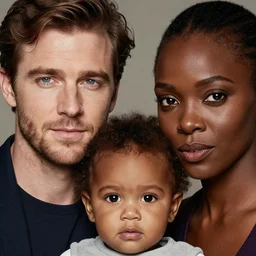 family, colin farrell and ruth negga with there kid, detailed face, highly detailed, by jeremy mann