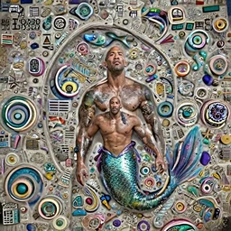 dwayne johnson as a charming mermaid work safe dreamlike, character art, hyperdetailed, 8 k realistic, unreal engine, cryengine, dof, trending on artstation, digital art