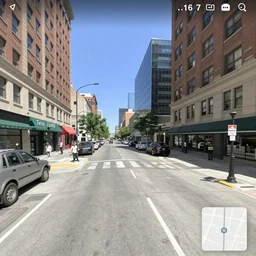 google streetview screenshot of downtown in color from 1 9 6 7