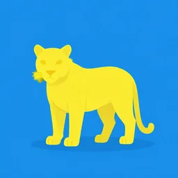 blue and yellow icon clip art vector of a cougar