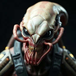 bifurcated jaw alien. pincer artstationz greg rutkowski, octane render, unreal engine 6, epic game graphics, titanfall pilot. respawn, cyberpunk, conceptual art, ray tracing