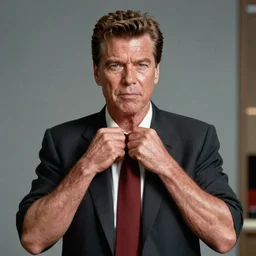 Still of Ronald Regan removing his human skin, revealing that he is an alien, in the style of Eyes Wide Shut (1999)