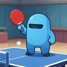 amongus character playing ping pong