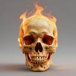 burning skull, by zdzislaw beksinski, octane render, unreal engine 5, trending on artstation