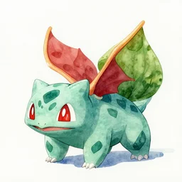 bulbasaur, watercolor