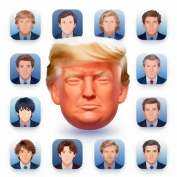 stylized minimalist face icon of donald trump, loftis, cory behance hd by jesper ejsing, by rhads, makoto shinkai and lois van baarle, ilya kuvshinov, rossdraws global illumination, in the style of apple ios icons, 2 5 6 x 2 5 6