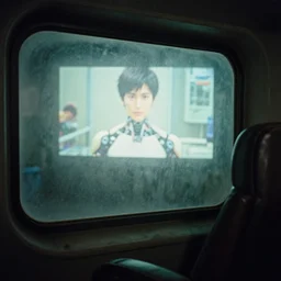 fuji 5 0 r, 3 5 mm ; closeup film still of nuclear shelter interior with leather seat foggy window wall view like ; in the background projection of beautiful hyperrealistic film still from medical tutor movie of wired seinen manga real - life cyborg scene in style of 1 9 9 0 frontier in porcelain 3 5 mm photography magazine architectural studio edition, highly detailed, cinematic lighting, 8 k