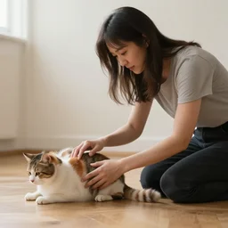 woman gradually turning into a cat