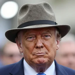 a close up shot of donald trump wearing a hat, bokeh, portrait, nikon d 7 5 0, f / 2. 8
