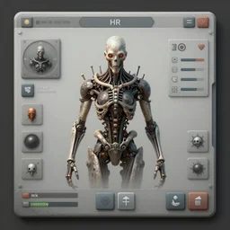 video game ui interface design by hr giger, biomechanical, 4 k, hyper detailed