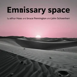 emissary space by arthur haas and bruce pennington and john schoenherr, photo realism, cinematic matte painting, monochrome color palate, pink desert sunset,