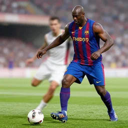 Shaquille O'Neal playing soccer with FC Barcelona