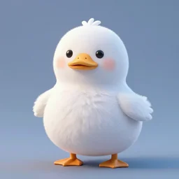 cute render of white domestic fluffy duck, character from gudetama, by sanrio