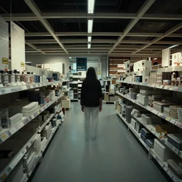 a liminal space of a ikea store, eerie, scp 3 0 0 8, backrooms, found footage