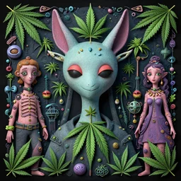 happy hippy thoth obsessed with cannabis. a matte symmetrical synthwave portrait. by hieronymus bosch, cyril rolando and rebecca guay and natalie shau, whimsical, intricate. trending on devaintart