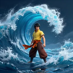 avatar the last airbender creating a tsunami ,Wadim Kashin, behance,  8k featured in artstation, octane render, cinematic, elegant