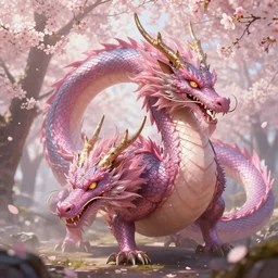 cherry blossom dragon, digital painting, concept art, trending on artstation, epic composition, wlop. rossdraws, sharp focus, octane render