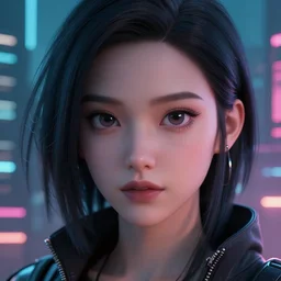 cyberpunk woman in a city, high detail, curious eyes, crisp shading, in the style of alphonse mucha and andree wallin and artgerm, artstation, half body portrait