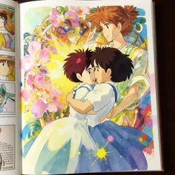 a vibrant emotional animation scan of graphic novel page, studio ghibli, pixar and disney animation, sharp, disney concept art maximalist splatter paint illustration by shinji kimura and alphonse mucha and alena aenami, pastel color palette, bloom!!, dramatic lighting