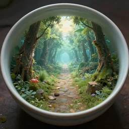a portal to a new dimension, in a soup bowl, digital art, beautiful,