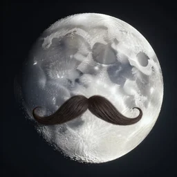 futuristic spiritual mystic photo of the moon with mustache