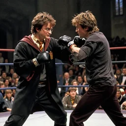 harry potter in a boxing fight with frodo baggins