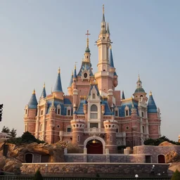 disney park with castle in the background, misty evening, fantasy art, highly detailed matte painting, low angle view, telephoto lens 2 0 0 mm, by stanley artgerm lau, greg rutkowski, thomas kinkade, alphonse mucha, loish, norman rockwell, artstation